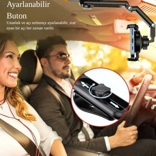 1080 ∘ Katlanabilir Çok Amaçlı Telefon Tutucu | Kaymaz Timsah Çene | Güneşlik, Dikiz Aynası, Direksiyon ve Masaüstü Uyumlu